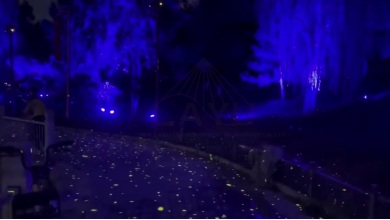 GLD20Y yellow starry light projector installation in park