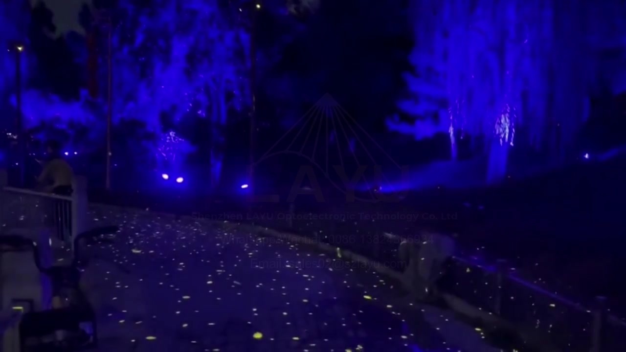 GLD20Y yellow starry light projector installation in park